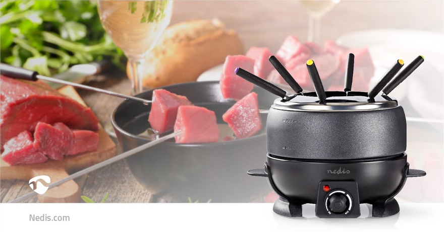 Sada na Fondue NEDIS FCFO110EBK6 | pro 6 lidí | 2,3 L